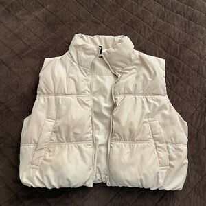 cream puffer vest